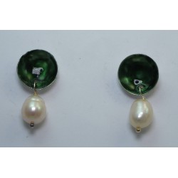 Aluminium earrings and pearls or african jade