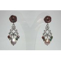 Chandelier earrings with freshwater pearls, jasper and fancy agate