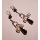 Chandelier earrings with onyx and pearls