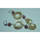 Silver earrings with mother of pearl and rhodonite