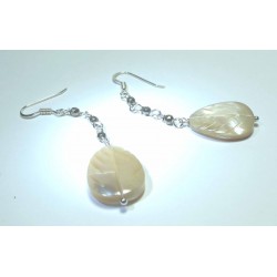  Silver earrings with mother of pearl and pyrite