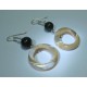  Silver earrings with mother of pearl and african jade