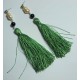 Earrings with silk tassels, onyx and pearls