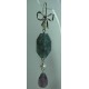Silver earrings with fluorite, kyanite and pearls