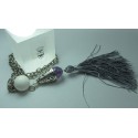 Long necklace with pearl, fluorite, madrepora and tassel