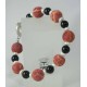 Bracelet with madrepora (sponge coral), pearls and onyx