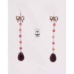 Silver earrings with amethyst and rhodonite