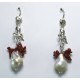 Orecchini in argento con perle e corallo