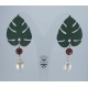 Earrings with wood, pearls and amethyst or carnelian