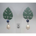 Earrings with wood, pearls and amethyst or carnelian or sodalite