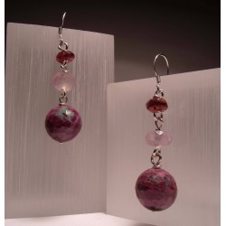 Silver earrings with ruby zoisite, amethyst and garnet