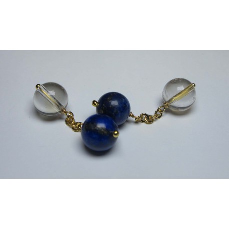 Brass cufflinks with lapis lazuli and citrine quartz
