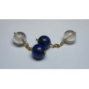 Brass cufflinks with lapis lazuli and citrine quartz