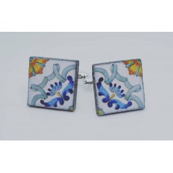 Square cufflinks with enamelled lava lapilli (Sorrento design)