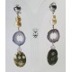 Earrings with baroque pearls, agate of Botswana, amethyst and rhyolite