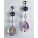 Silver earrings with bolivian ametrine, chalcedony and amethyst