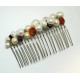Hair comb with pearls and semi-precious stones