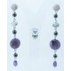 Silver earrings with amethyst, aquamarine and hematite