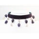Leather choker and bracelet with amethyst and pearls