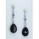 Silver earrings with astrophyllite, amethyst and chalcedony