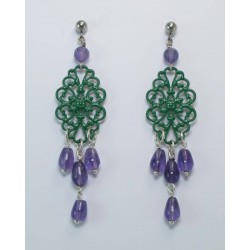 Earrings with filigree and amethyst