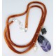 Rust velvet necklace with baroque pearls, amethyst and onyx