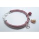 Bracciale in velluto rosa con perla barocca, rhodonite e quarzo