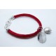 Red velvet bracelet with baroque pearl and rutilated quartz