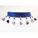 Leather choker and bracelet with fluorite and hematite