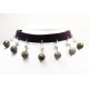 Leather choker and bracelet with pearls and labradorite
