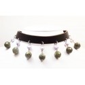 Leather choker with pearls and labradorite