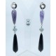 Silver earrings with amethyst and onyx