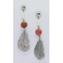 Long earrings with pearls and madrepora