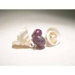 Cufflinks with conical shell and amethyst