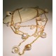 Brass necklace with freshwater pearls and shells