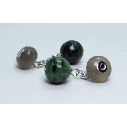 Cufflinks with rubyzoisite and grey agate