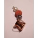 Pendant with copper basin, fresh water pearl and red coral