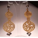 Silver earrings with pearls and golden LineaErre embroidery