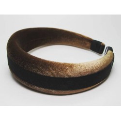 Brown velvet headband with black gros-grain ribbon