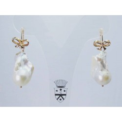 Pink gold plated silver earrings with big baroque freshwater pearls