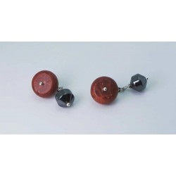 Cufflinks with sponge coral and hematite