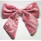 Pink velvet big bow french barrette with mother of pearl stars