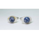 Oval mother of pearl cufflinks with cabochon sodalite
