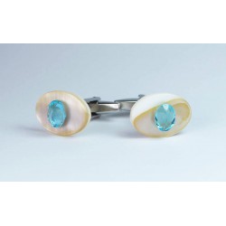 Oval mother of pearl cufflinks with Swarovski crystal