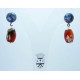 Earrings with cabochon sodalite and carnelian