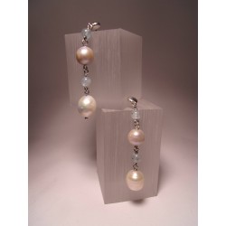 Orecchini in argento con perle e acquamarina